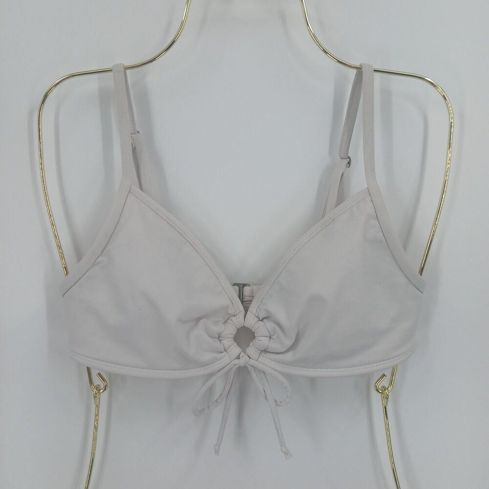 Athleta Cream Off-White Bikini Swim Top Womens Size XS Adjustable Straps